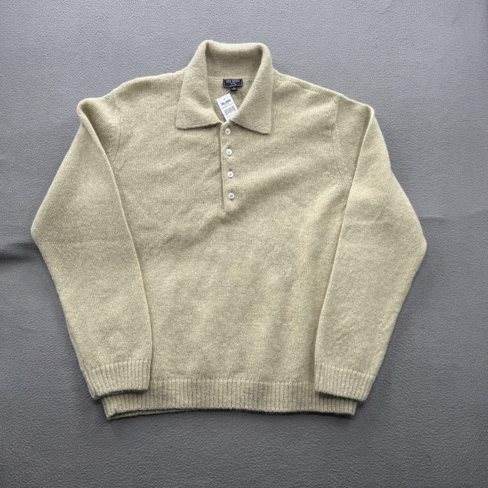 Todd Snyder Sweater Mens Large Green Mohair Relaxed Polo Knit Italy Collared